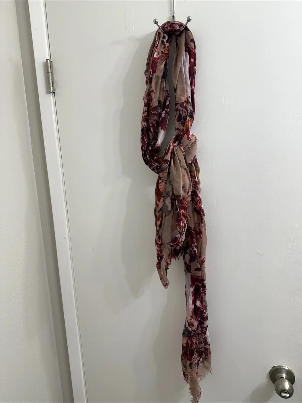Mossimo Supply Co. Burgundy and Beige Floral Sheer Scarf/Shawl